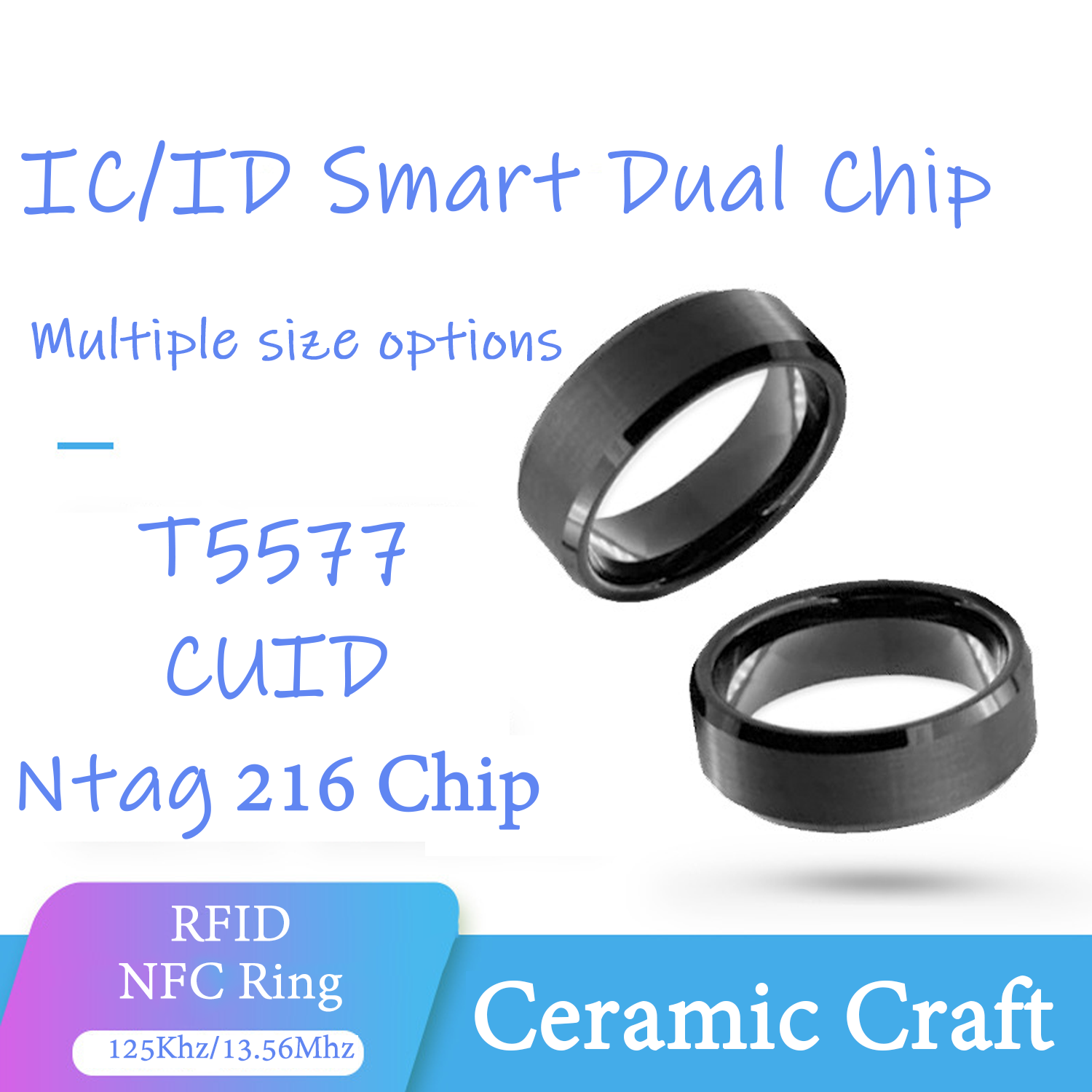 Smart Ring Nfc Pay - CUID T5577 double puce Clone anneau