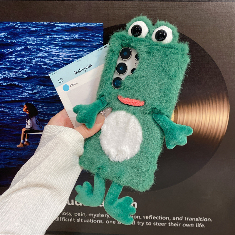 Samsung Galaxy S24 - Coque de téléphone en peluche grenouille,