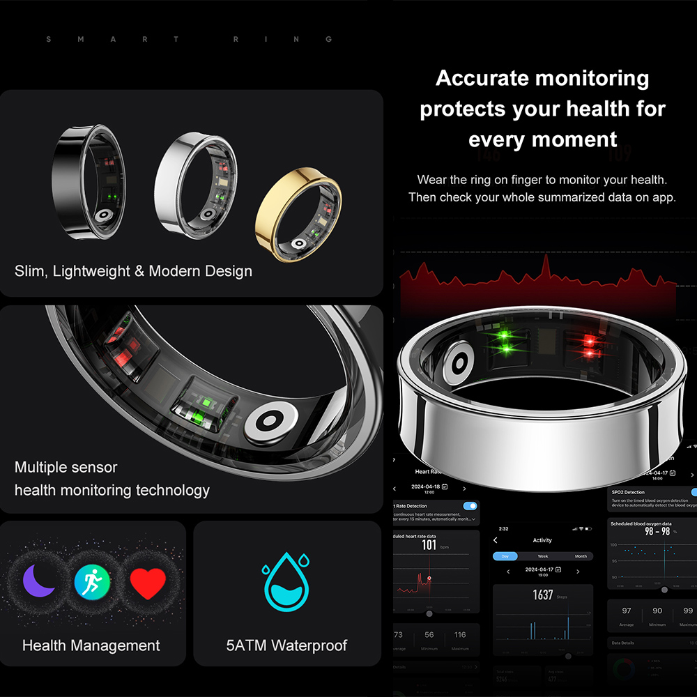 Anneau intelligent en acier in - Temperature Ring Skin avis et prix